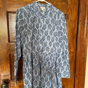 J. Crew Light Blue Floral Print Long Sleeve Shirt Dress